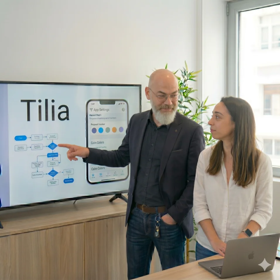 A Tilia team member walking a partner physician through the platform.